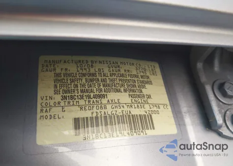 2009 Nissan Versa 1.8Sl from USA, damaged, VIN 3N1BC13E19L409091